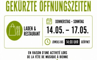 Gekürzte Öffnungszeiten